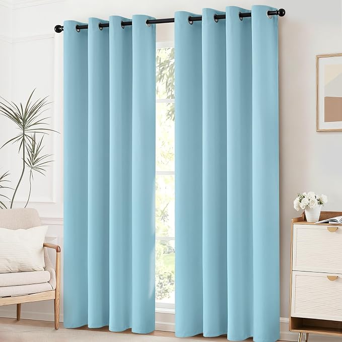 Yakamok Room Darkening Curtains 52x96 inch Length Sky Blue-Living Room | 2 - Image 2