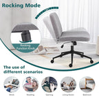 OLIXIS Criss Cross Chair with Wheels Wide Cross Legged Office Desk Vanity Chair - Image 6