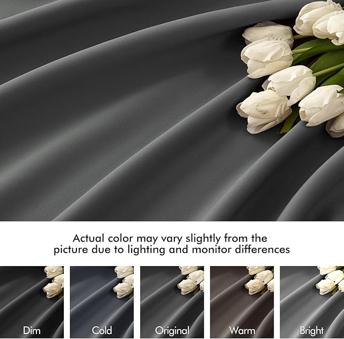MIULEE Grey Back Tab Blackout Curtains 52x102 Inch Long 2 Panels Set | Rod - Image 8