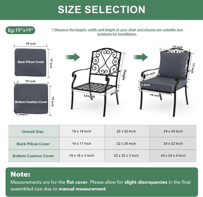Summsun Patio Chair Cushions Set of 2, Water Resistant Backrest Pillow and Seat - Image 7