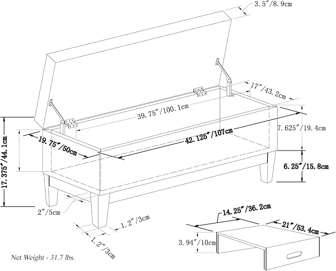 SIMPLIHOME Oregon Storage Ottoman Bench - Image 3