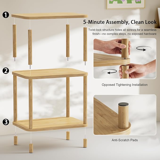 Bamboo End Table, Side Table for Small Space - Image 7
