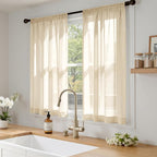MIULEE Cream Sheer Curtains 63 Inches Long 4 Panels 42 x 63 Inches | Light - Image 2
