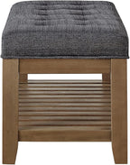 24KF Large Rectangular Upholstered Tufted Linen Fabric Ottoman Bench, Padded - Image 7