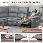 Yolsali Manual Reclining Sectional Sofa Set, 7 Seats Soft Leather Recliner - Image 6