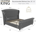 AMERLIFE California King Size Platform Bed Frame, Velvet Upholstered Sleigh Bed - Image 2