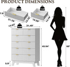 BORNOON 46" Tall Dresser for Bedroom, 6-Drawer Fluted Chest of Drawers - Image 2