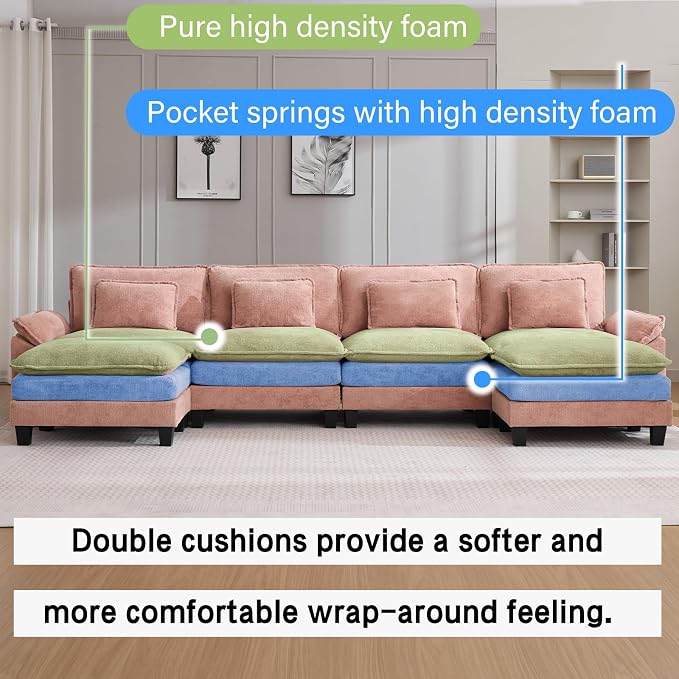 Oprisen 154" Modular Sectional Sofa, Comfy Cloud Couch Sectional Sofa - Image 3