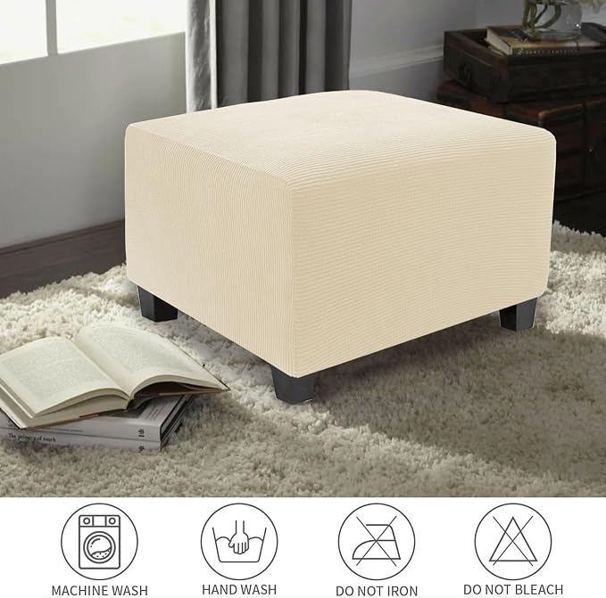 NeColorLife Stretch Ottoman Cover Square Soft Knitted Jacquard Washable Thick - Image 6