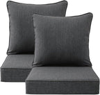 Outdoor Deep Seat & Back Cushion Set, 24 x 24 Inch Water Repellent and Fade by Supflourishia