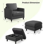 Welzona Sofa Accent Chair with Ottoman, Tool-Free Setup Living Room Accent - Image 2