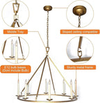 LOVEDIMA Gold Wagon Wheel Chandelier Rustic 35.4'' Candle-Shaped Metal - Image 2