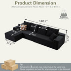 140" Sectional Cloud Couch for Living Room, Modular Floor Deep-Seat Sofa - Image 2