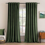 MIULEE Velvet Curtains 52x90 inches 2 Panels Olive Green Blackout Curtains | by MIULEE
