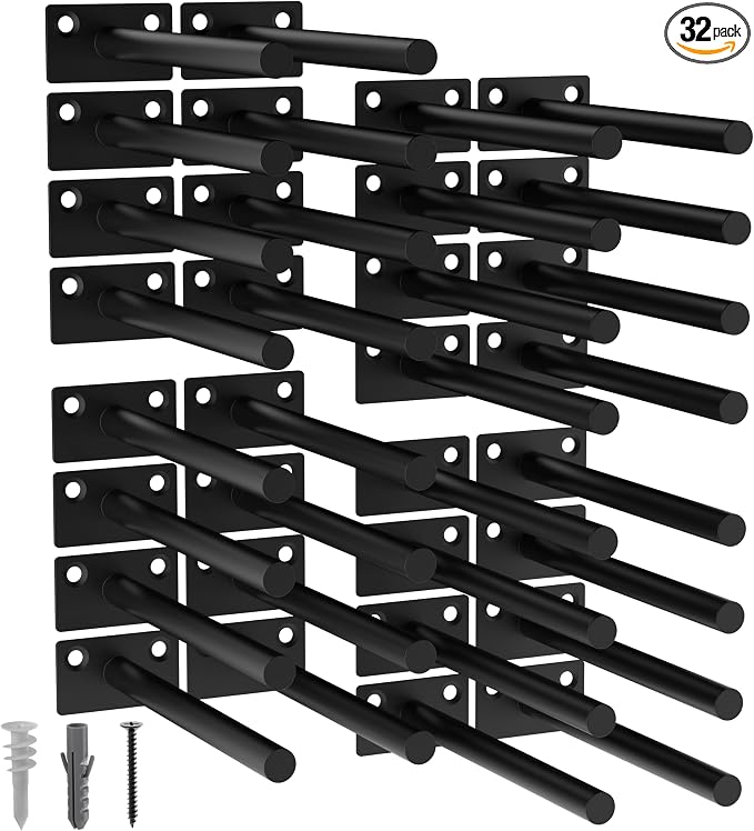 LEOPO Black 32-Pack 6 inch Floating Shelf Brackets, Hidden Shelf Bracket by FinestHomeDecor