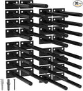 LEOPO Black 32-Pack 6 inch Floating Shelf Brackets, Hidden Shelf Bracket by FinestHomeDecor