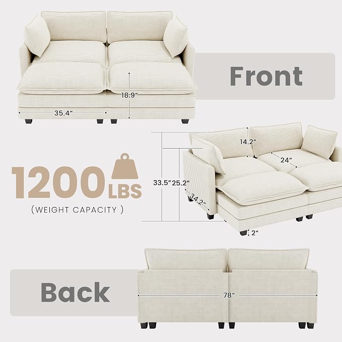 78'' Modular Sectional Cloud Couch - Image 2