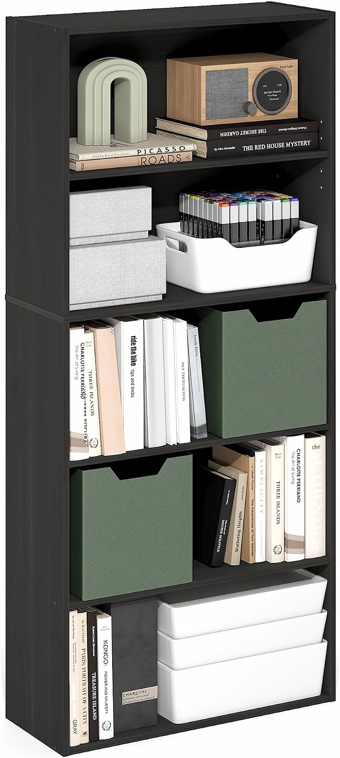 Furinno Jaya Book Shelf, 5-Tier Bookshelf, 52 Inch Tall Standing Bookcase - Image 3