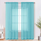 Sheer Curtains 84 Inches Long 2 Panels Set, Light Filtering Transparent by OVZME