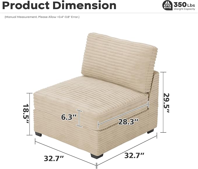 ovios 32.7 inches Middle Seat Module - Image 2