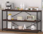 LVB Wood Console Entryway Table, Metal Wooden 3 Tier Sofa Table - Image 9