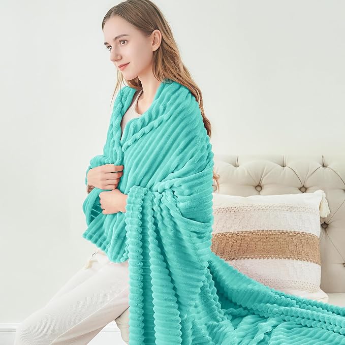 BEDELITE 3D Ribbed Jacquard Aqua Fleece Twin Blanket - Image 8