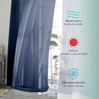2 Panels Sheer Navy Blue Curtains 72 Inches Length Window Treatment - Image 6