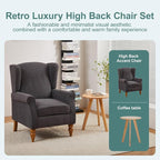 Mid-Century High Wingback Chair, Modern Fabric Accent Chair Armchair - Image 4