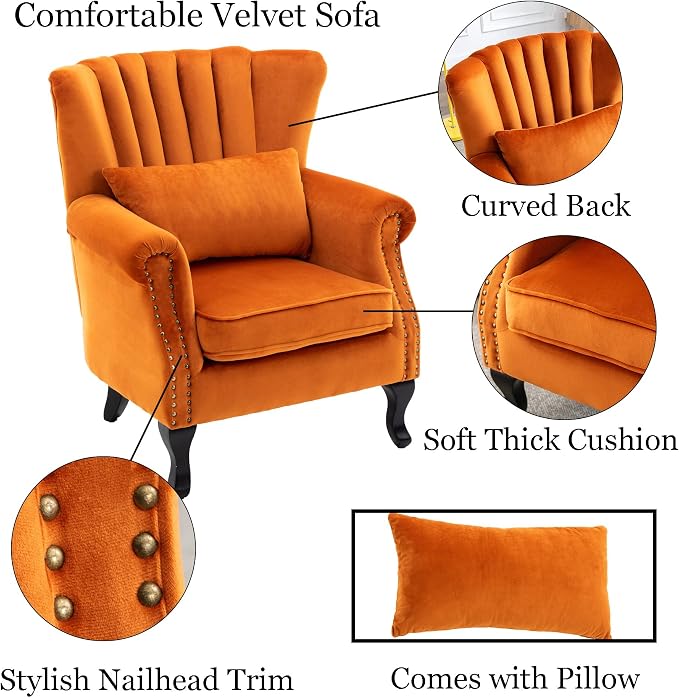 Velvet Accent Chairs Set of 2 - Image 6