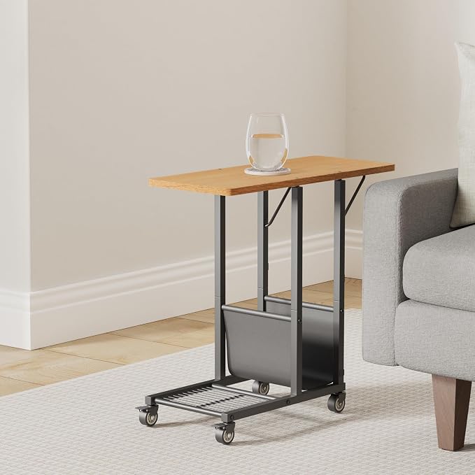 Simple Trending C Shaped End Table, Folding TV Tray Couch Side Table - Image 2