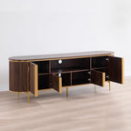 OKD 70" Fluted TV Stand with Storage, Faux Marble Top Entertainment Center - Image 5