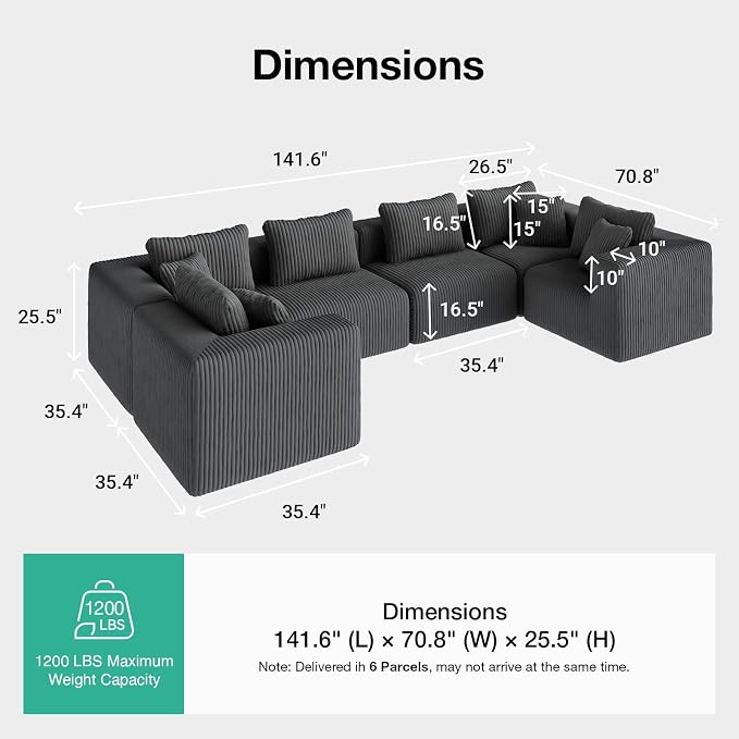 Novilla 141" Modular Sectional Sofa, Modern Cloud Sectional Couch - Image 2