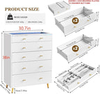 5 Drawer Dresser for Bedroom, 30.7" W x 38" H Tall Tempered Glass Top Dresser - Image 2