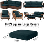 8Pcs Outdoor Cushion Covers, Stretch Patio Furniture Couch Chair Slipcovers | - Image 2
