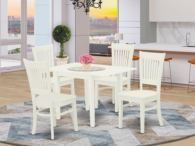 East West Furniture NDVA5-LWH-W 5 Piece Dining Table Set - Image 2