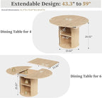 weselon 43"-59" Extendable Round to Oval Dining Table - Image 2