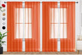 SpaceDresser Burnt Orange Sheer Curtains 4 Panels Rod Pocket Semi-Sheer Curtain by SpaceDresser