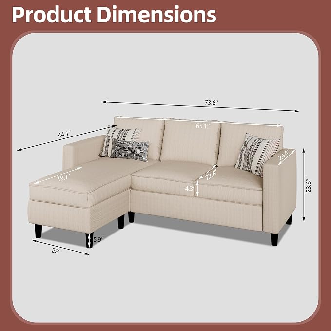 Nuturelly Convertible Sectional Sofa Couch - Image 2