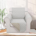 Reversible Recliner Chair Covers, Light Grey/Beige | Chair Covers - Image 2