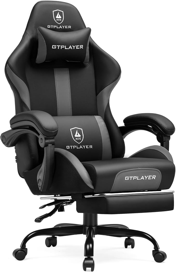GTPLAYER Gaming Chair with Pocket Spring Cushion, Leather Office Chair with by GTPLAYER