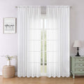 White Sheer Curtains 84 Inches Long 2 Panels, Solid Airy Voile Extra Wide by Lecloud
