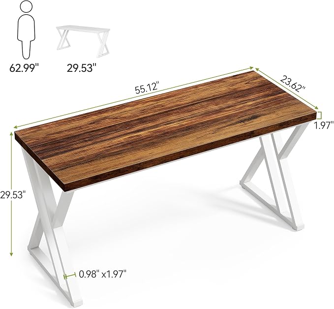 LITTLE TREE 55 Inch Large Simple Industrial Computer Desk Study Writing Table - Image 3