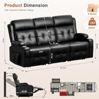 RV Loveseat Recliner Sofa, 3 Seater Massage Wall Hugger Reclining Couch - Image 2