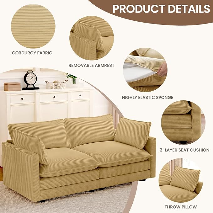 ROWHY 78'' Sectional 2 Seat Cloud Loveseat - Image 3