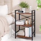 Yoobure Bookshelf Small Book Shelf, Solid Industrial 3 Tier Shelf Bookcase - Image 2