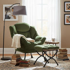 Welnow Lazy Chair with Ottoman, Modern Reading Accent Chair with Armrests and a - Image 2