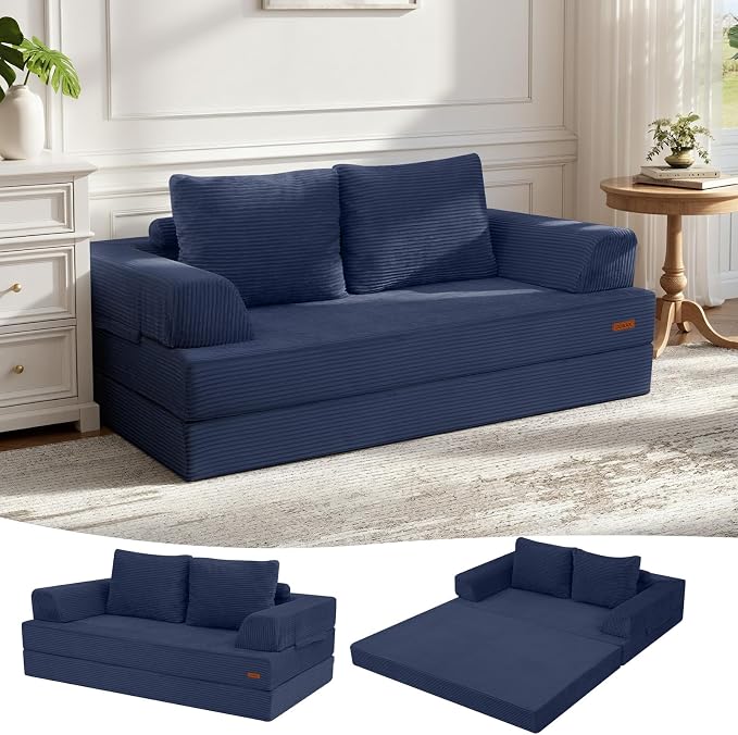 COMAX Convertible Sofa Bed, Folding Floor Couch Corduroy Fold Out Couch Bed by COMAX