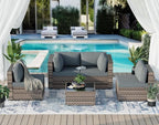 JAMFLY 5-Piece Patio Furniture Set, All-Weather Wicker Outdoor Sectional Sofa - Image 3