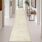 2.6x14 Washable Runner Rug:Modern Abstract Indoor Soft Carpet Beige | by FXRHLP