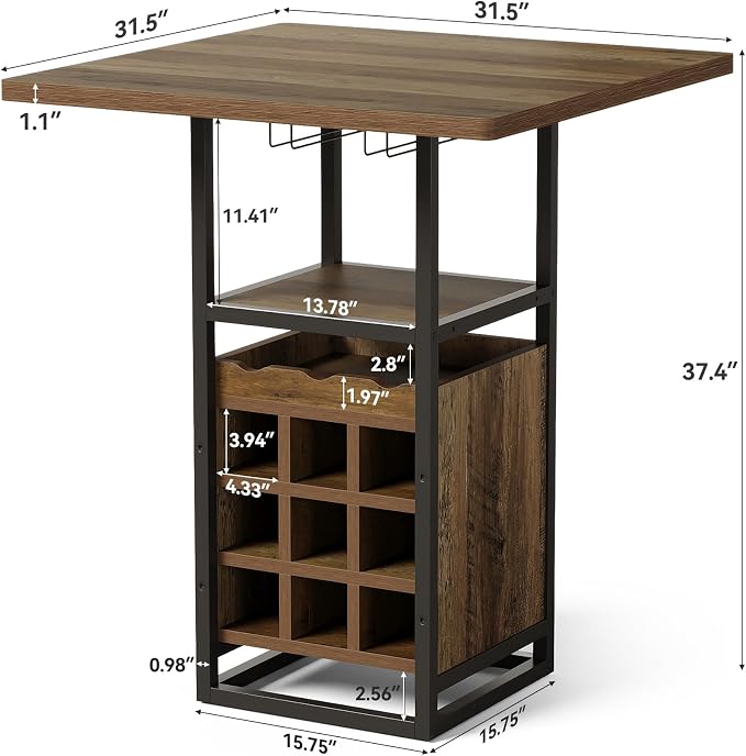 LITTLE TREE Square Bar Table, Wine Bar Cabinet - Image 2